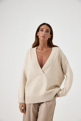Maglia beige scollo FEDERICA BI