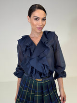 Camicia blu volant FEDERICA BI