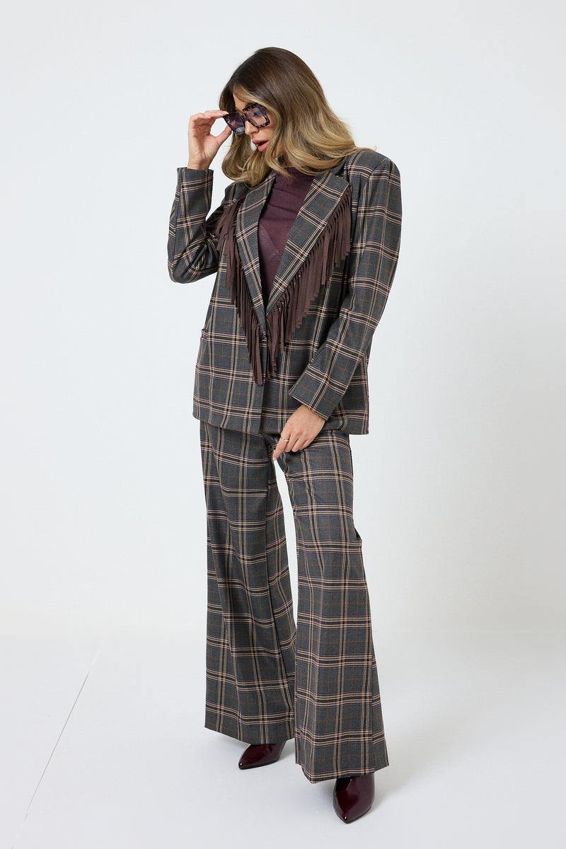 Pantalone tartan grigio FEDERICA BI