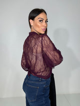 Camicia in pizzo bordeaux FEDERICA BI
