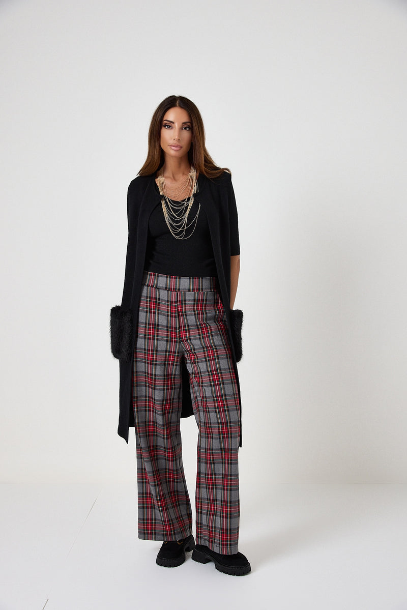 Pantalone tartan grigio FEDERICA BI