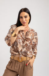 Camicia batik beige e cioccolato FEDERICA BI