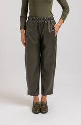 Pantalone in ecopelle verde militare FEDERICA BI