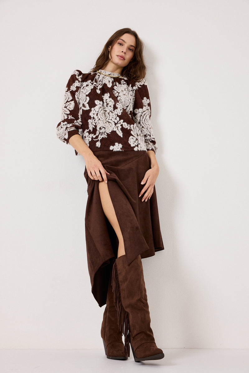 Gonna in ecosuede marrone FEDERICA BI