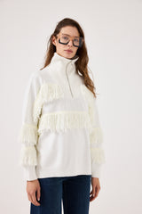 Cardigan con zip e frange FEDERICA BI ( vari colori )