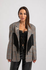 Blazer principe di Galles frange nere FEDERICA BI