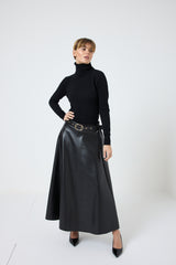 Gonna in ecopelle FEDERICA BI ( nera e bordeaux )