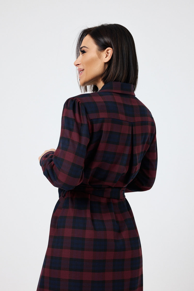 Abito tartan blu bordeaux FEDERICA BI