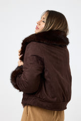 Giacca in ecosuede marrone ecopelliccia FEDERICA BI