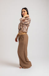 Pantalone in viscosa biscotto FEDERICA BI