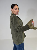 Blazer in velluto verde militare