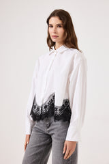 Camicia in cotone e pizzo FEDERICA BI ( bianca e nera )