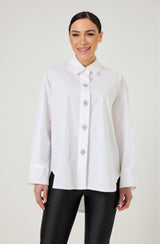 Camicia in cotone bottoni gioiello FEDERICA BI