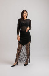 Gonna nera tricot e pizzo chantilly FEDERICA BI