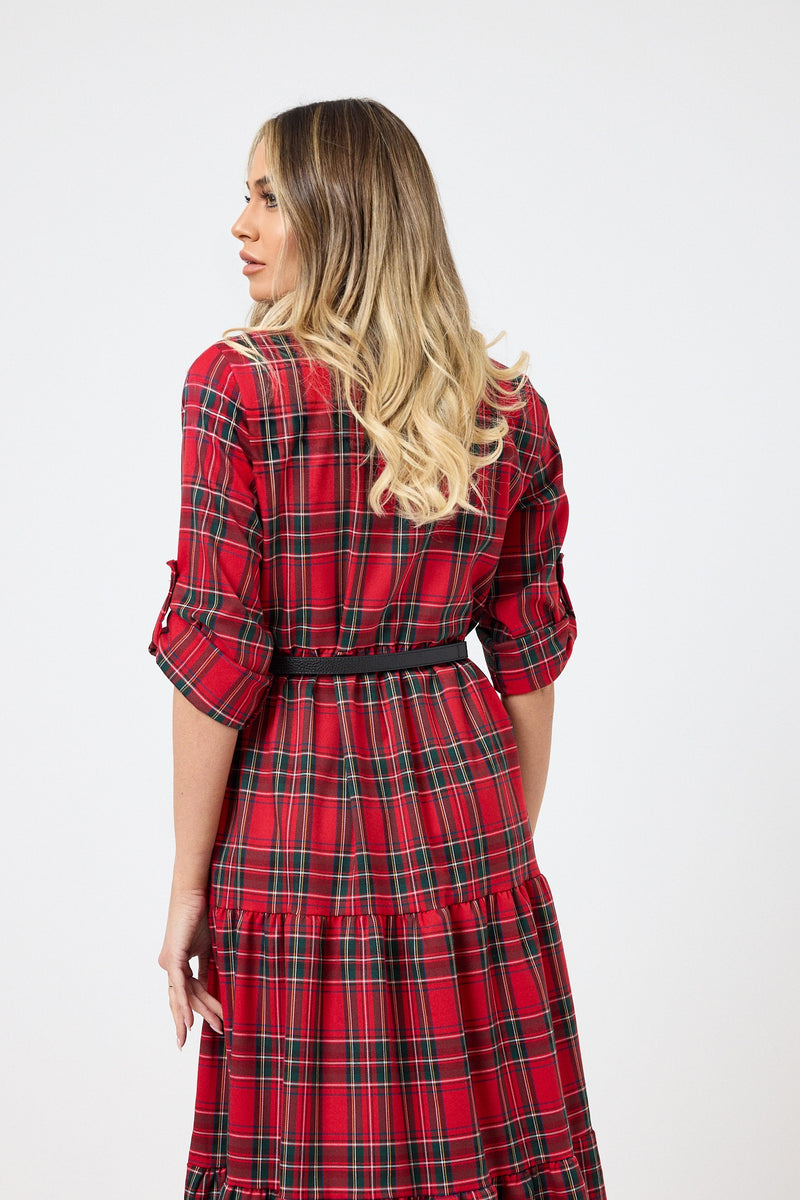Abito tartan rosso FEDERICA BI