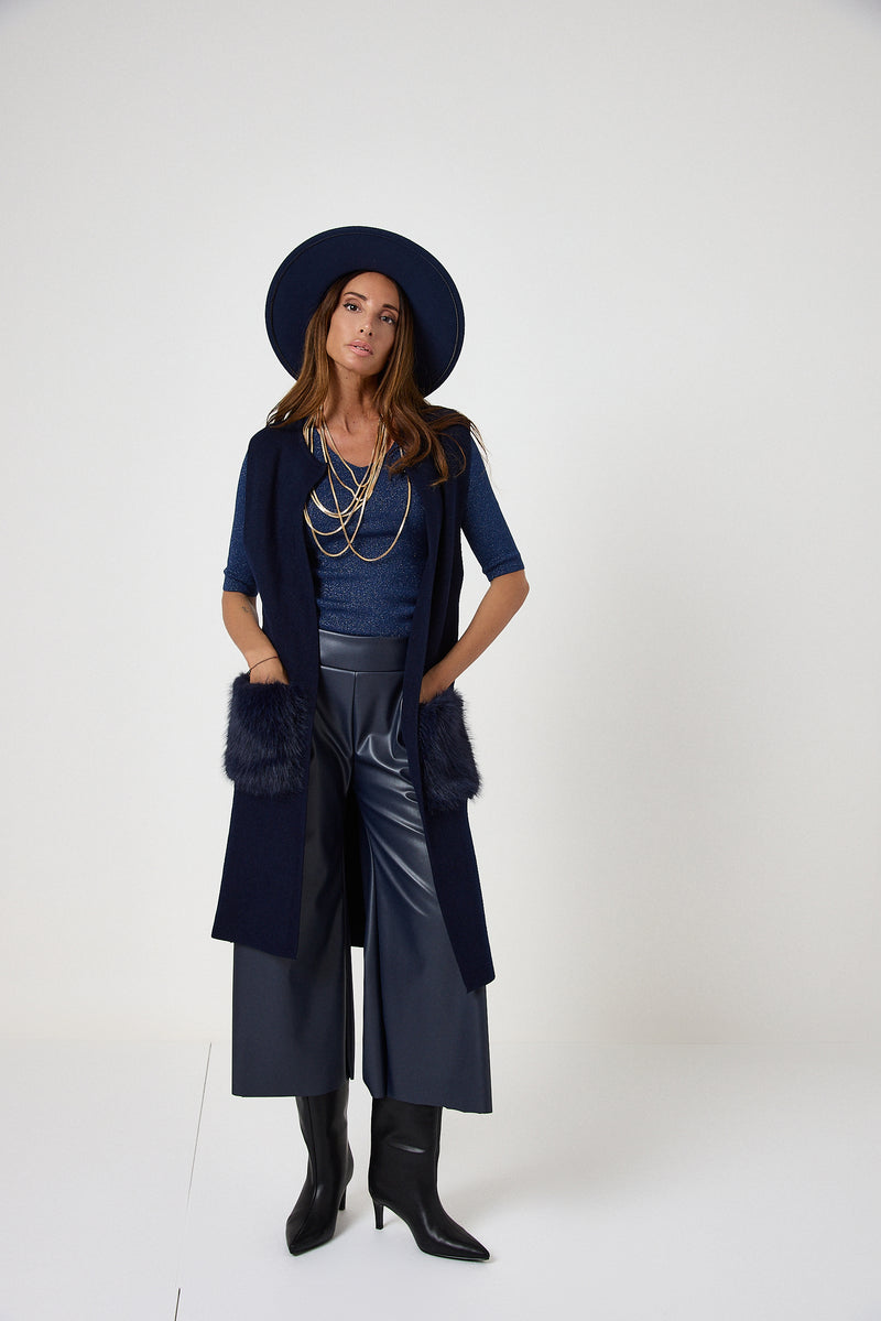 Gilet con tasca in ecofur FEDERICA BI ( vari colori )
