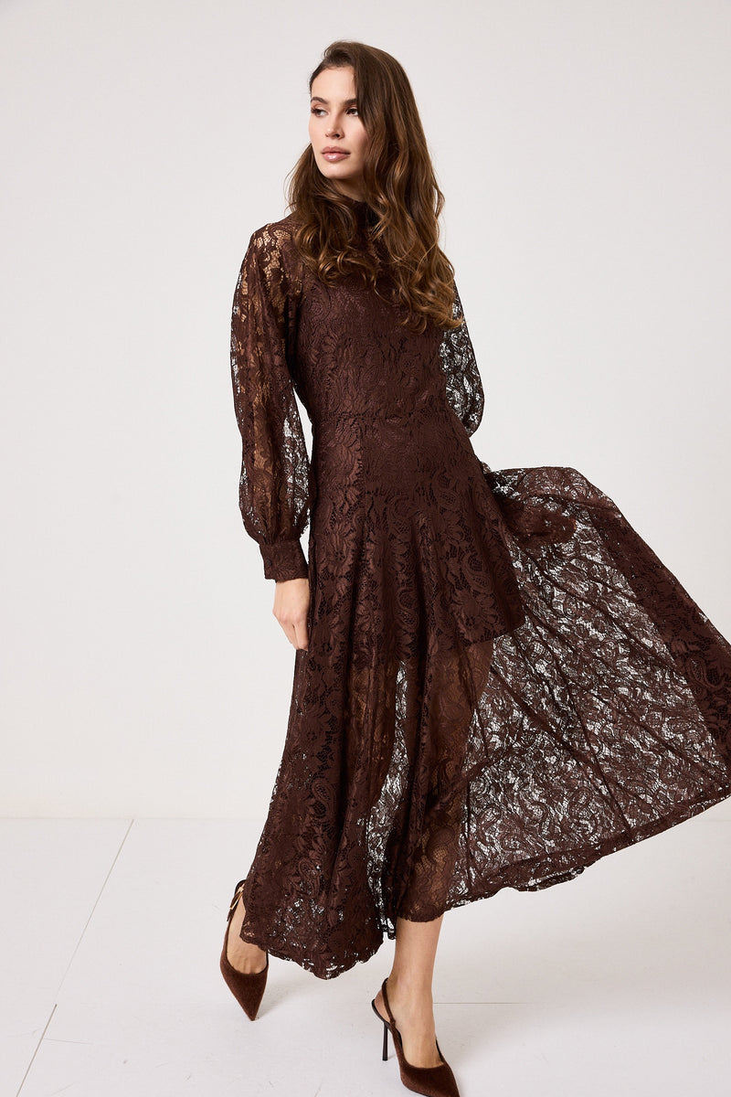 Abito in pizzo cioccolato FEDERICA BI