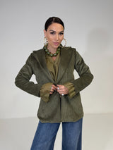 Blazer in velluto verde militare