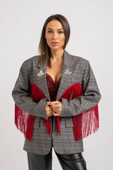 Blazer principe di Galles frange rosse FEDERICA BI