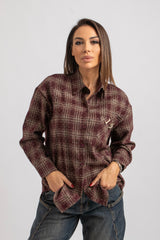 Camicia tartan cristallini e spilla FEDERICA BI