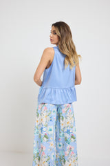 Pantalone in cotone azzurro FEDERICA BI