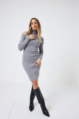 Abito grigio perla cut out FEDERICA BI