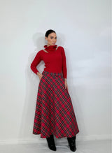 Gonna lunga tartan rosso FEDERICA BI