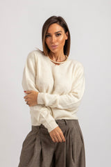 Maglia bianco latte lana e cachemire FEDERICA BI
