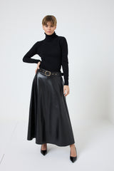 Gonna in ecopelle FEDERICA BI ( nera e bordeaux )