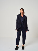 Pantalone in velluto blu navy FEDERICA BI