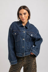 Giacca blu denim cristalli FEDERICA BI