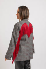 Blazer principe di Galles frange rosse FEDERICA BI