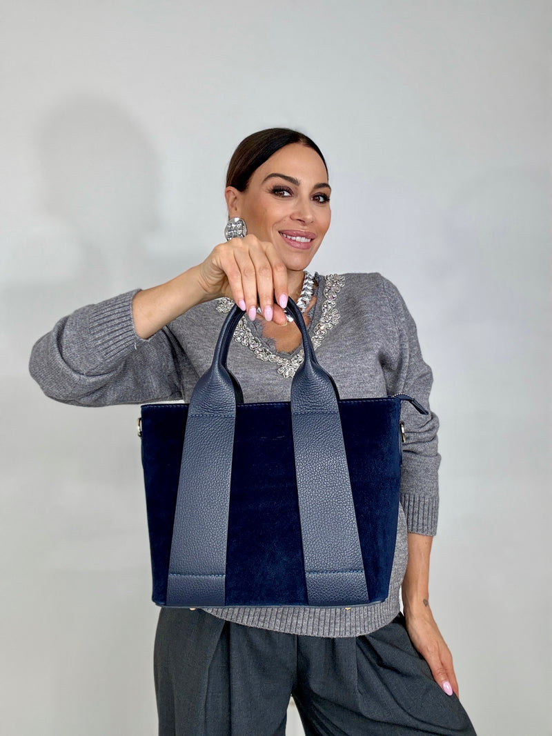 Borsa blue in VERA PELLE FEDERICA BI