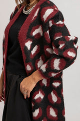Cardigan animalier bordeaux FEDERICA BI