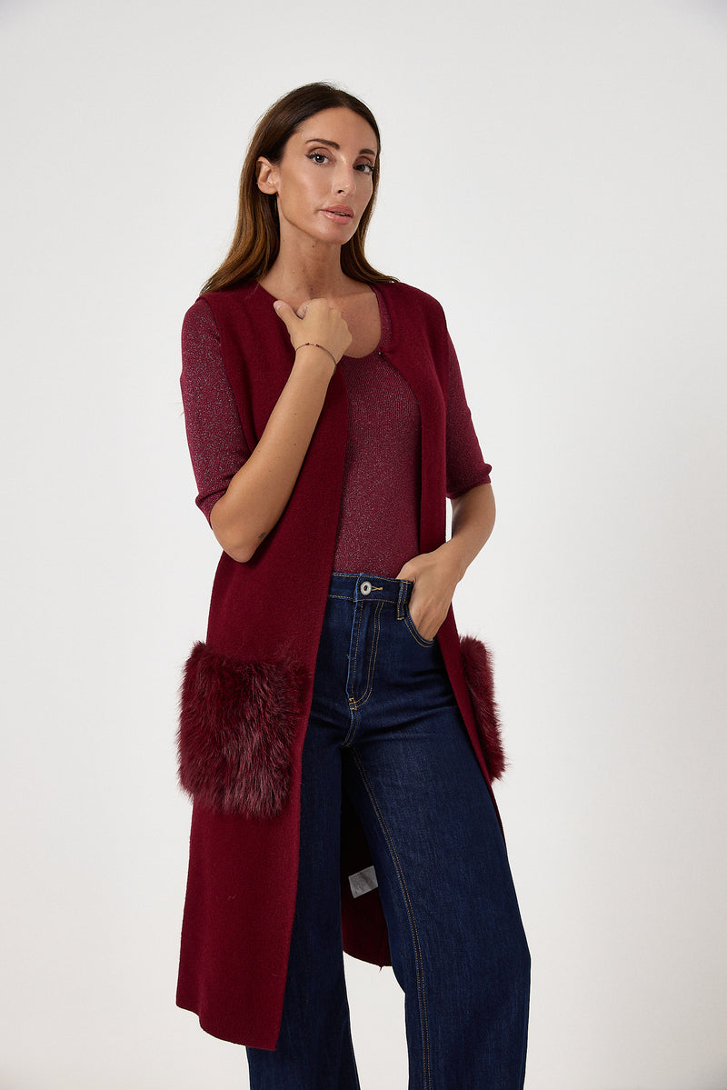 Gilet con tasca in ecofur FEDERICA BI ( vari colori )