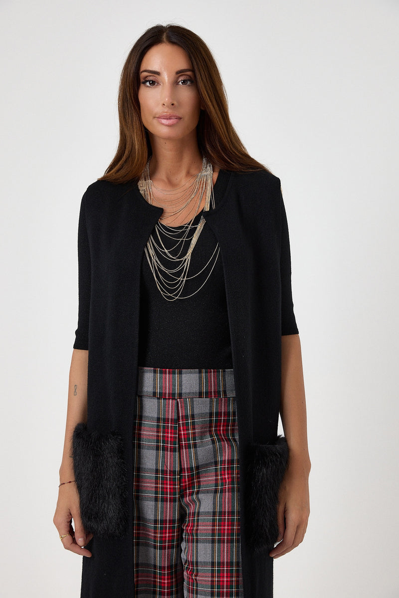 Gilet con tasca in ecofur FEDERICA BI ( vari colori )