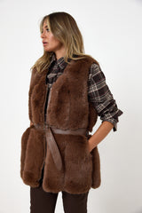 Gilet in ecopelliccia marrone FEDERICA BI