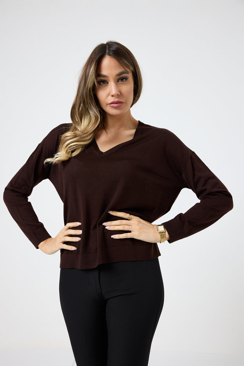 Maglia in lana scollo V FEDERICA BI