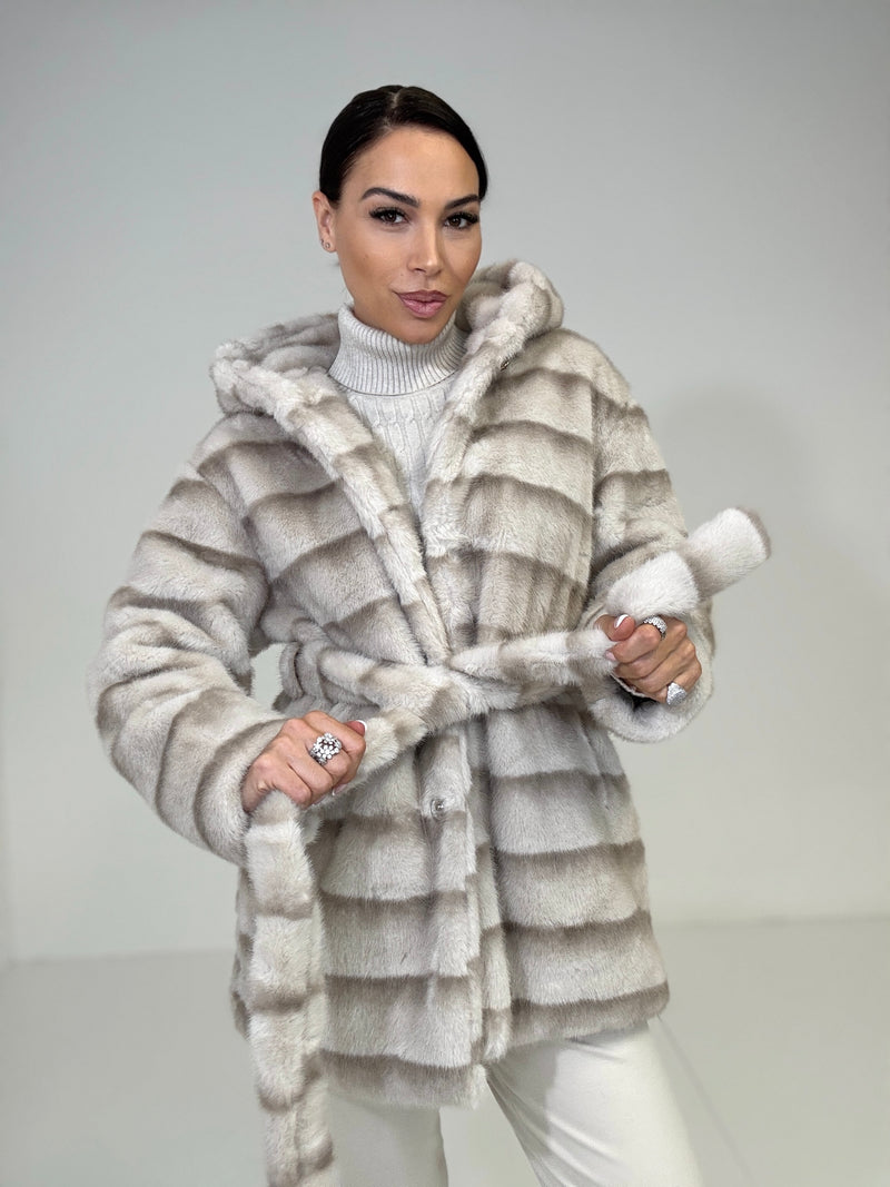 Ecovisone con cappuccio beige FEDERICA BI