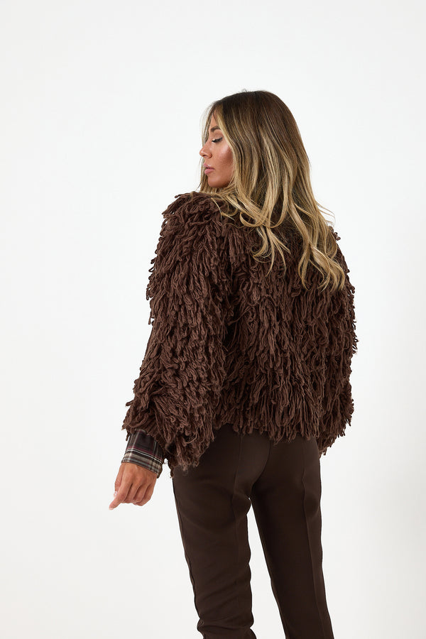 Cardigan marrone arricciato FEDERICA BI