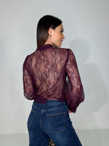 Camicia in pizzo bordeaux FEDERICA BI