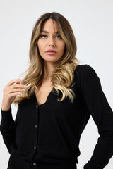 Cardigan nero in lana FEDERICA BI