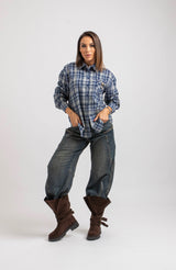 Camicia tartan cristallini e spilla FEDERICA BI