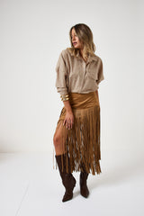 Camicia a quadri beige FEDERICA BI