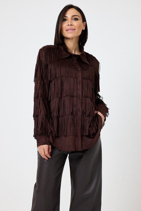 Camicia in suede cioccolato FEDERICA BI