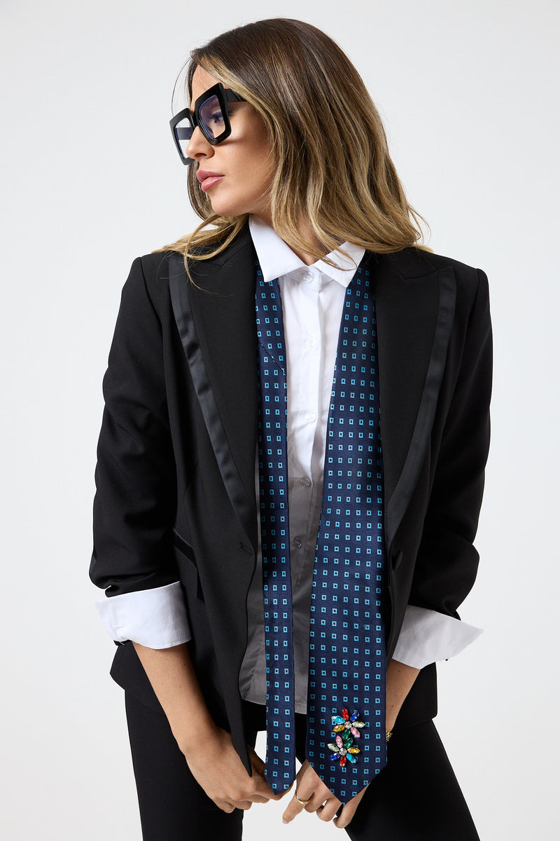 Cravatta in seta blu FEDERICA BI