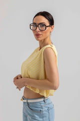 Maglia riga bottone oro FEDERICA BI