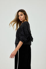Pantalone in velluto nero FEDERICA BI