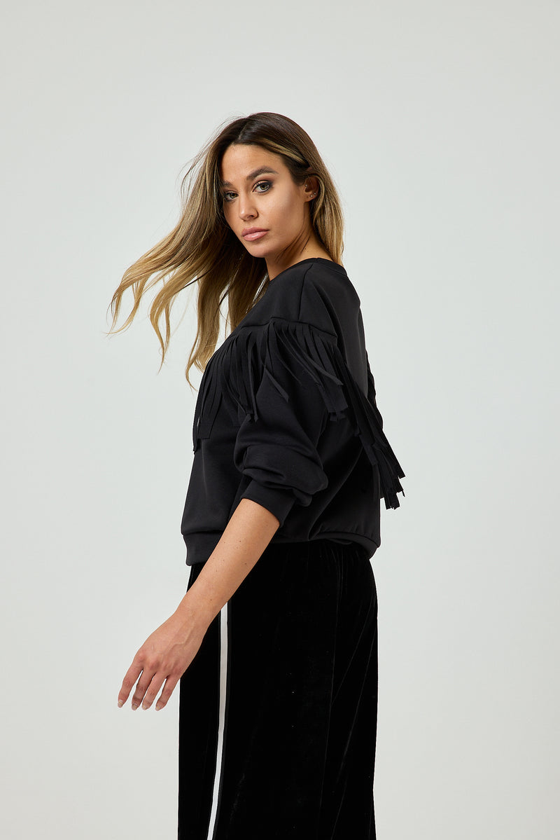 Pantalone in velluto nero FEDERICA BI