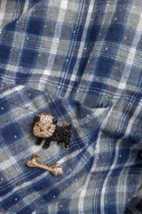 Camicia tartan cristallini e spilla FEDERICA BI